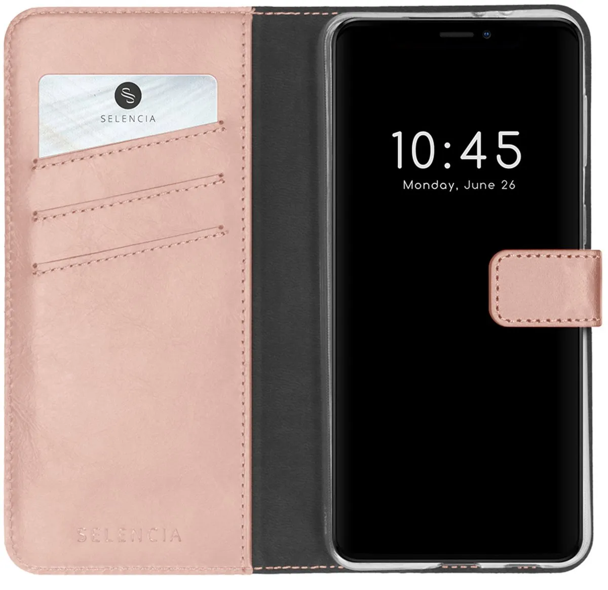 Selencia Hoesje iPhone 13 - Lederen Bookcase Roze - 3 Pasjes
