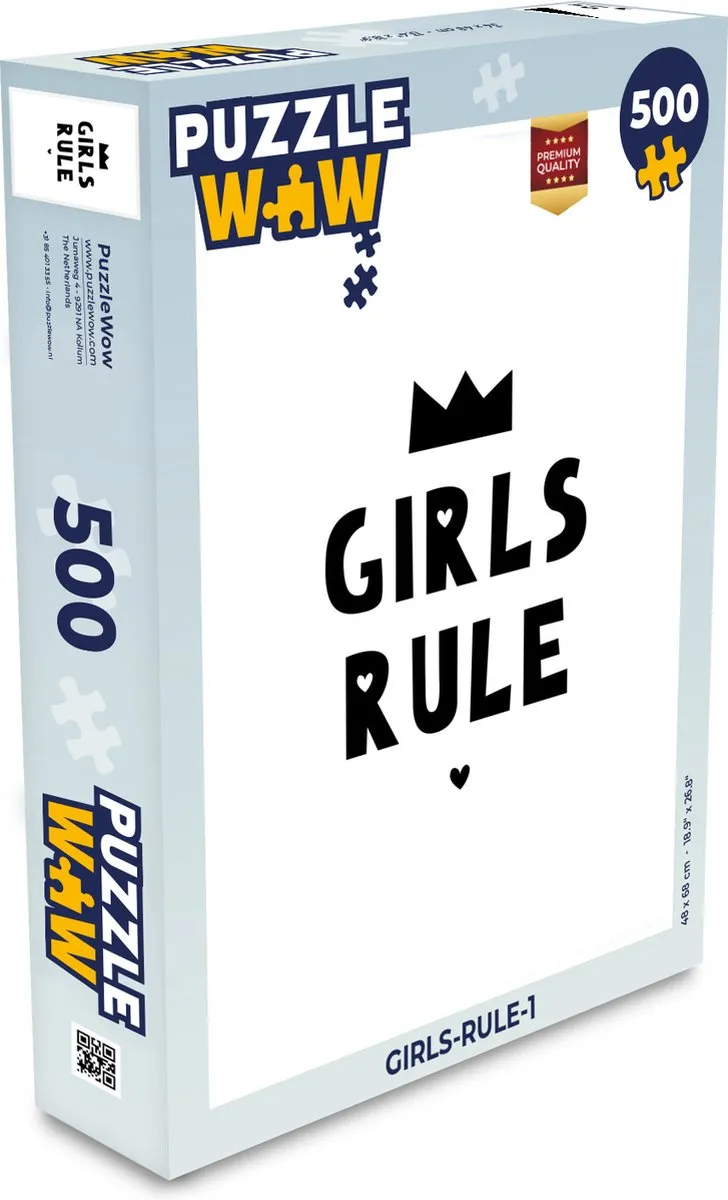 PuzzleWow Quotes Girls Rule Legpuzzel 500 Stuks - Multicolor