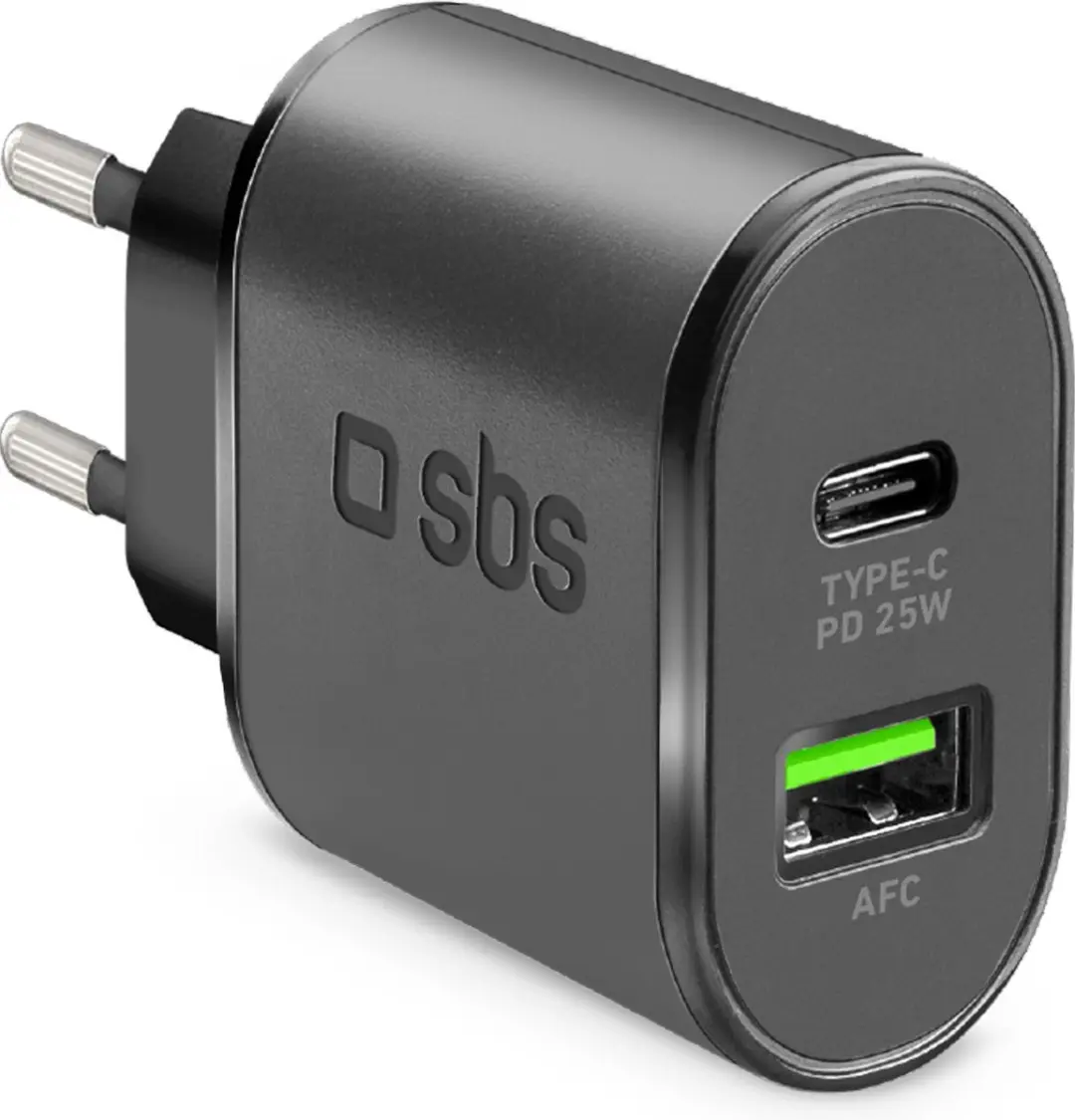 SBS Dual USB / USB-C Oplader Power Delivery 25W 2.5A