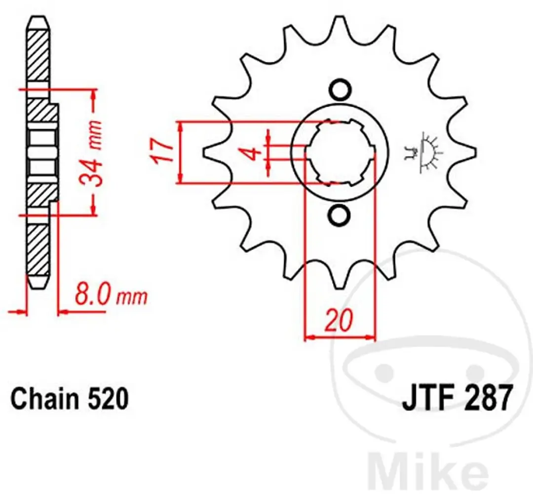 JT Tandwielen Versnellingsbak Uitgangsketting voor Honda CRF JTF287.13 / 13dts P