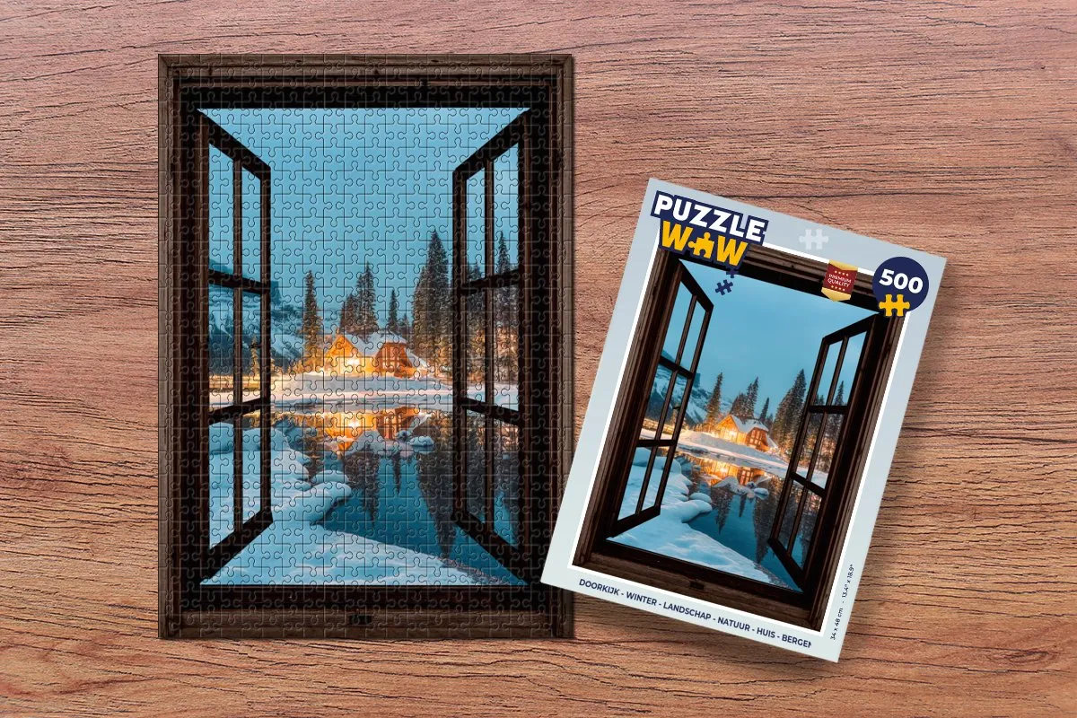 PuzzleWow Doorkijk Winter Landschap Puzzel 500 Stuks - Bergmeer