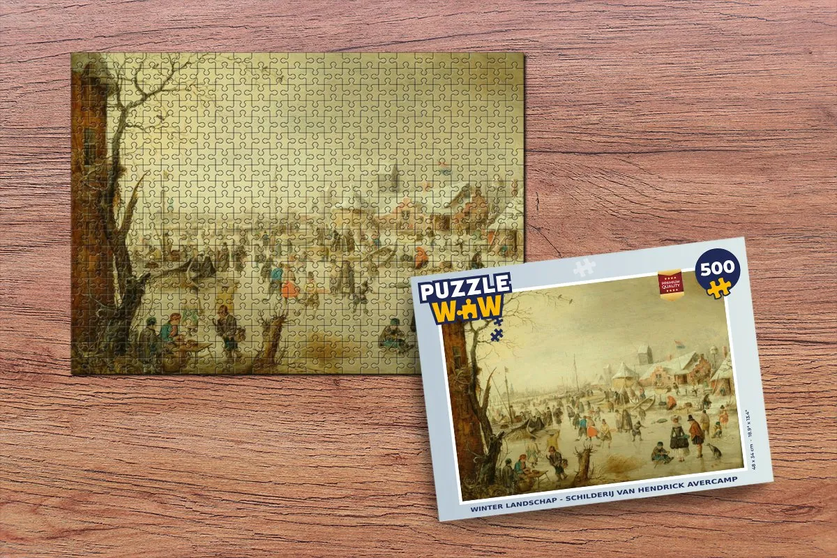 PuzzleWow Winter Landschap Hendrick Avercamp Legpuzzel 500 Stuks - Multicolor