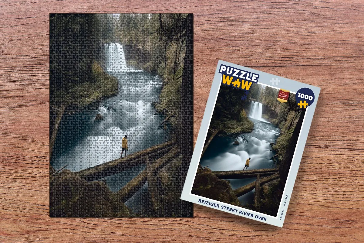 PuzzleWow Waterval Rivier Bos Legpuzzel 1000 Stuks - Multicolor