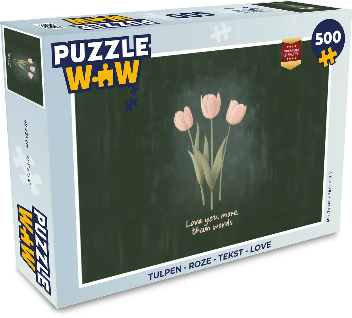 PuzzleWow Puzzel Tulpen Roze Tekst 500 Stuks