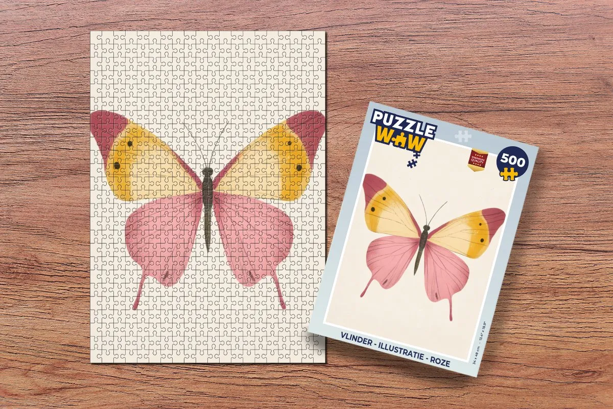 PuzzleWow Vlinder Legpuzzel 500 Stuks - Roze