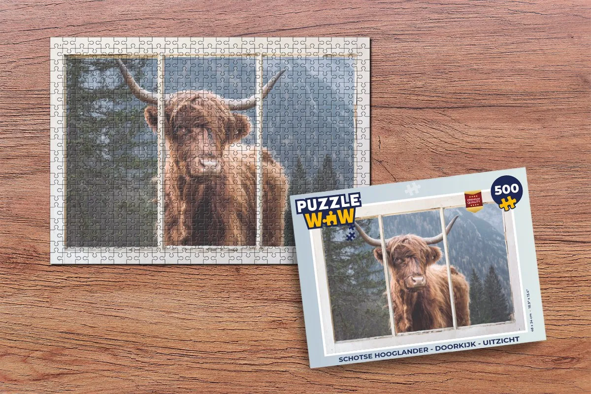 PuzzleWow Schotse Hooglander Legpuzzel 500 Stuks - Multicolor