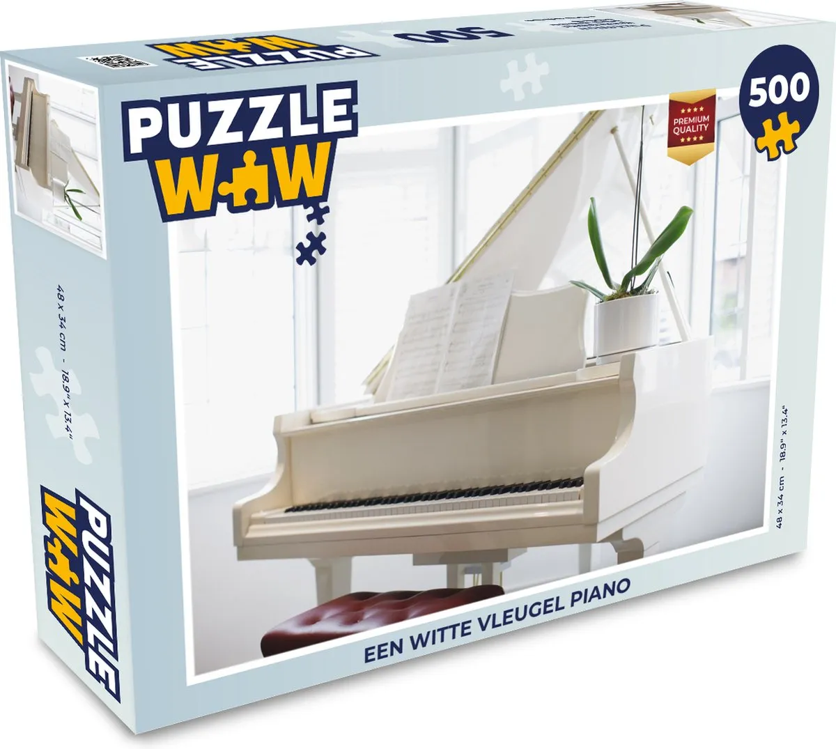 PuzzleWow Witte Vleugel Piano Legpuzzel 500 Stuks