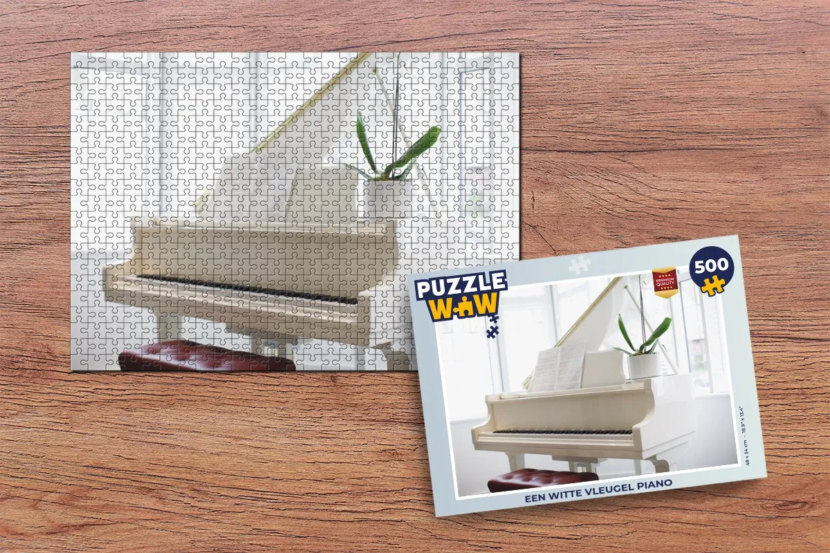 PuzzleWow Witte Vleugel Piano Legpuzzel 500 Stuks - Multicolor
