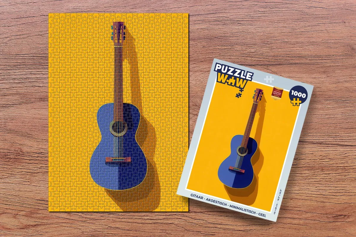 PuzzleWow Gitaar Akoestisch Legpuzzel 1000 Stuks - Geel