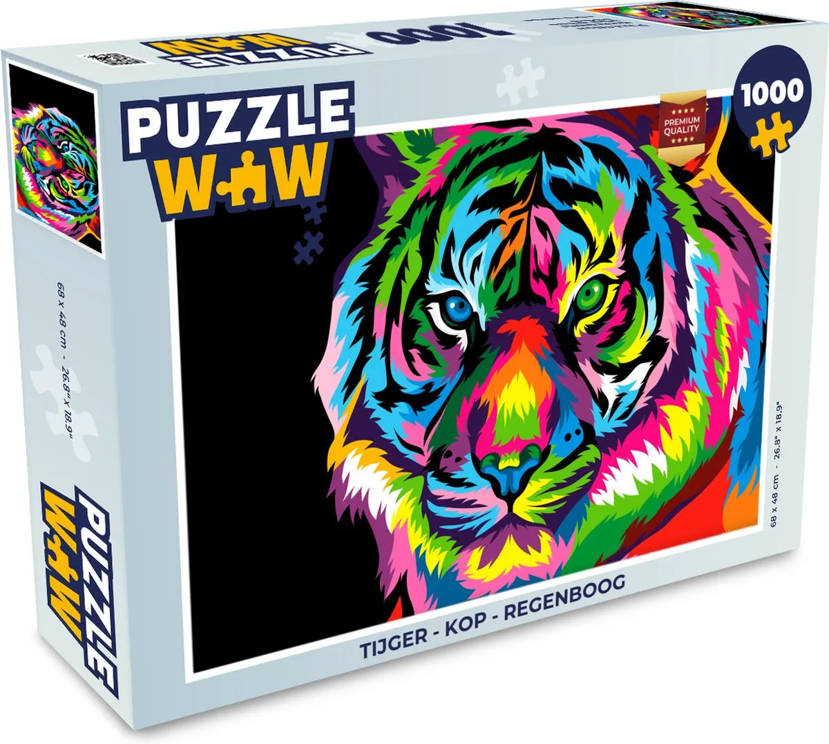 PuzzleWow Tijger Kop Regenboog Legpuzzel 1000 Stuks