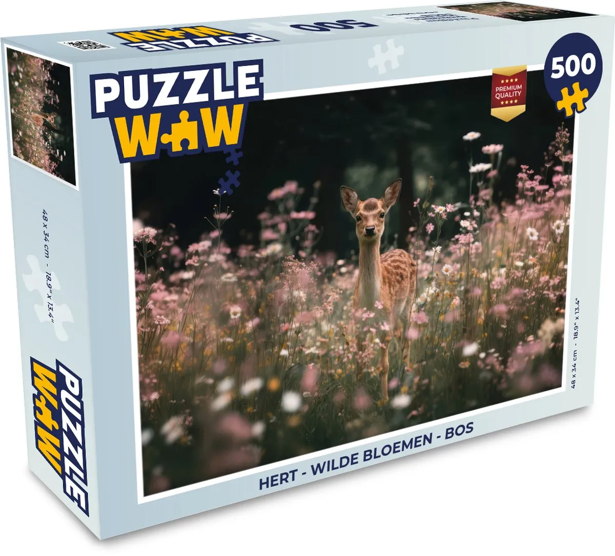 PuzzleWow Hert Wilde Bloemen Bos Puzzle - 1000 Stuks