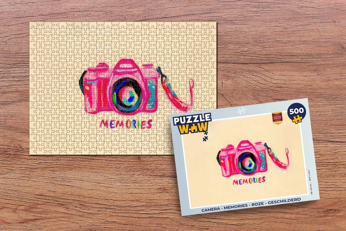 PuzzleWow Camera - Memories Legpuzzel 500 Stuks - Roze