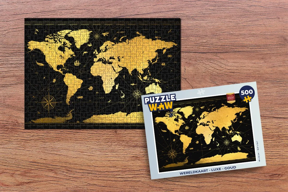 PuzzleWow Wereldkaart Legpuzzel 500 Stuks - Multicolor