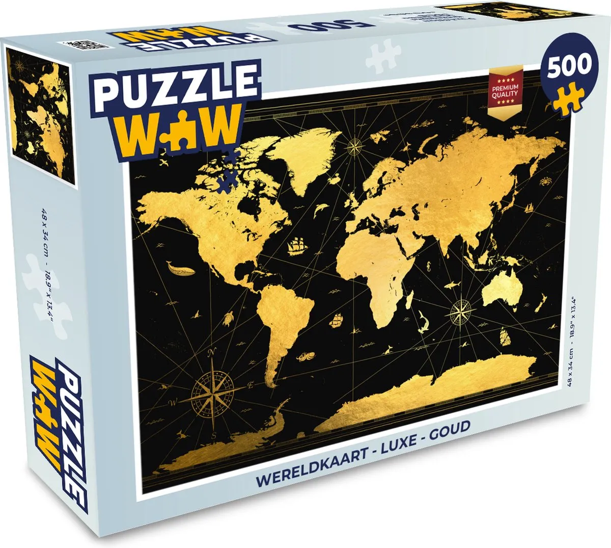 PuzzleWow Wereldkaart Legpuzzel 500 Stuks