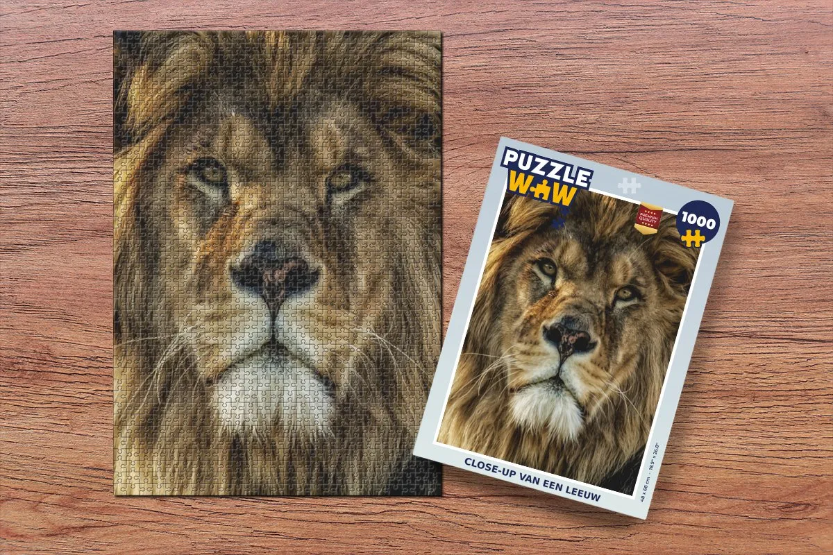 PuzzleWow Portret Leeuw Legpuzzel 1000 Stuks - Multicolor