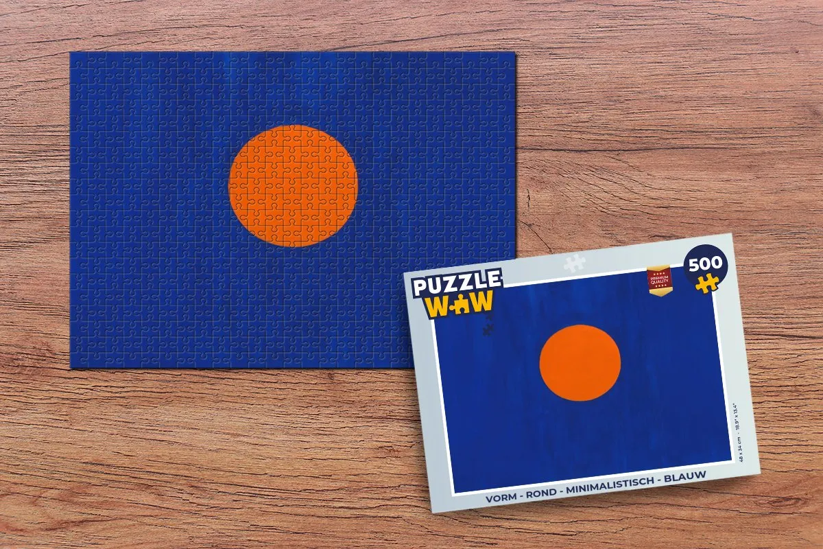 PuzzleWow Minimalistische Ronde Puzzel 500 Stuks - Blauw