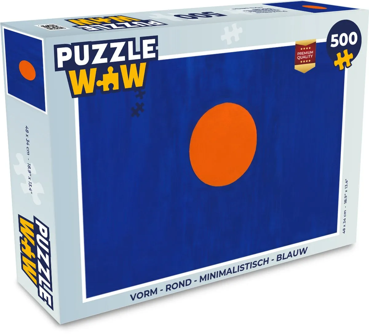 PuzzleWow Minimalistische Ronde Puzzel 500 Stuks - Blauw