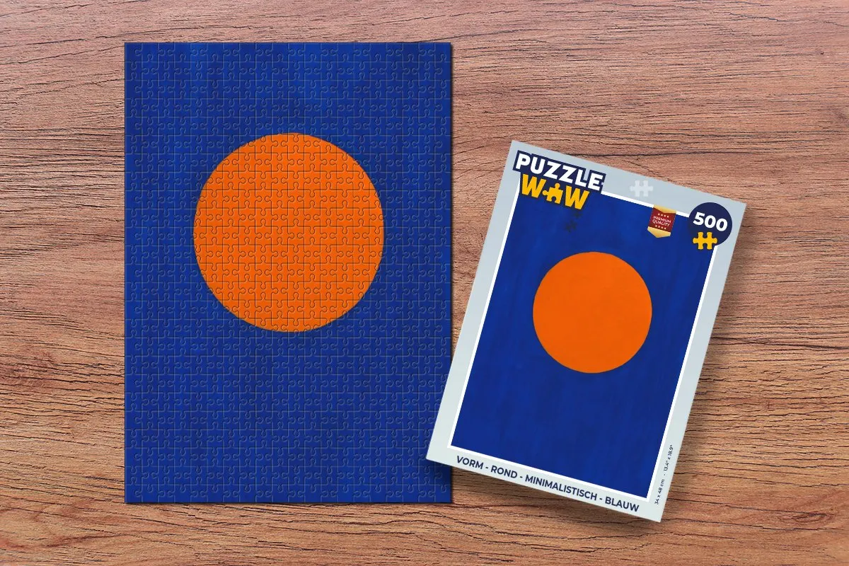PuzzleWow Minimalistische Ronde Puzzel 500 Stuks - Blauw