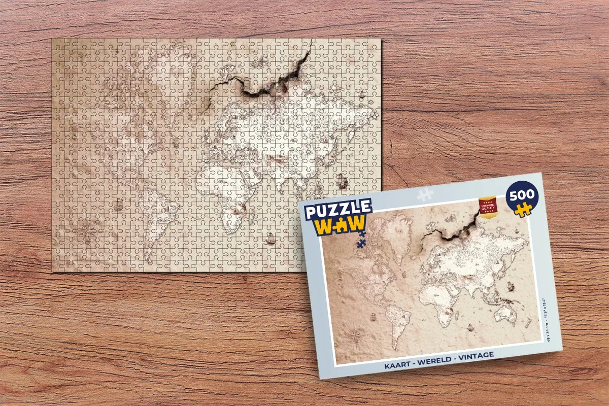 PuzzleWow Wereld Vintage Legpuzzel 500 Stuks - Multicolor