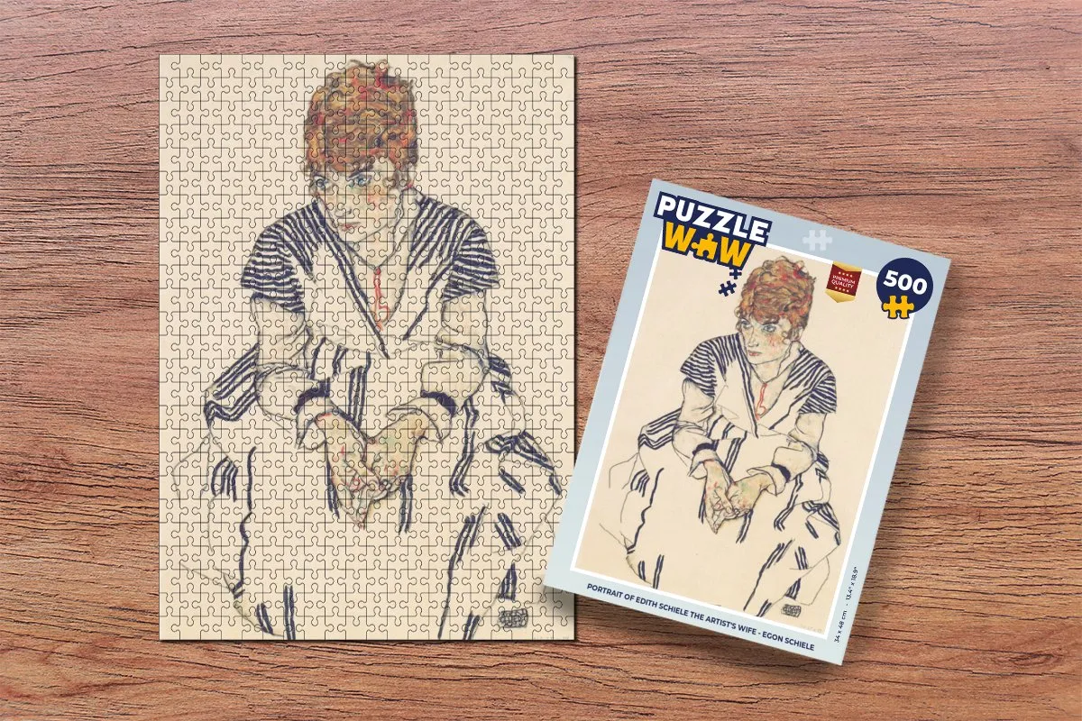 PuzzleWow Portrait of Edith Schiele Legpuzzel 500 Stuks - Multicolor