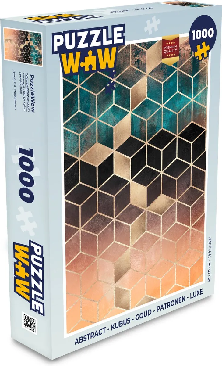 PuzzleWow Abstract Kubus Legpuzzel 1000 Stuks - Multicolor