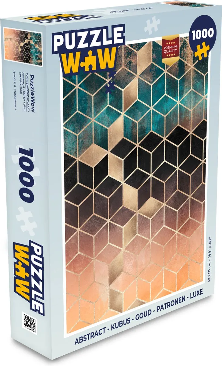 PuzzleWow Abstract Kubus Legpuzzel 1000 Stuks - Multicolor