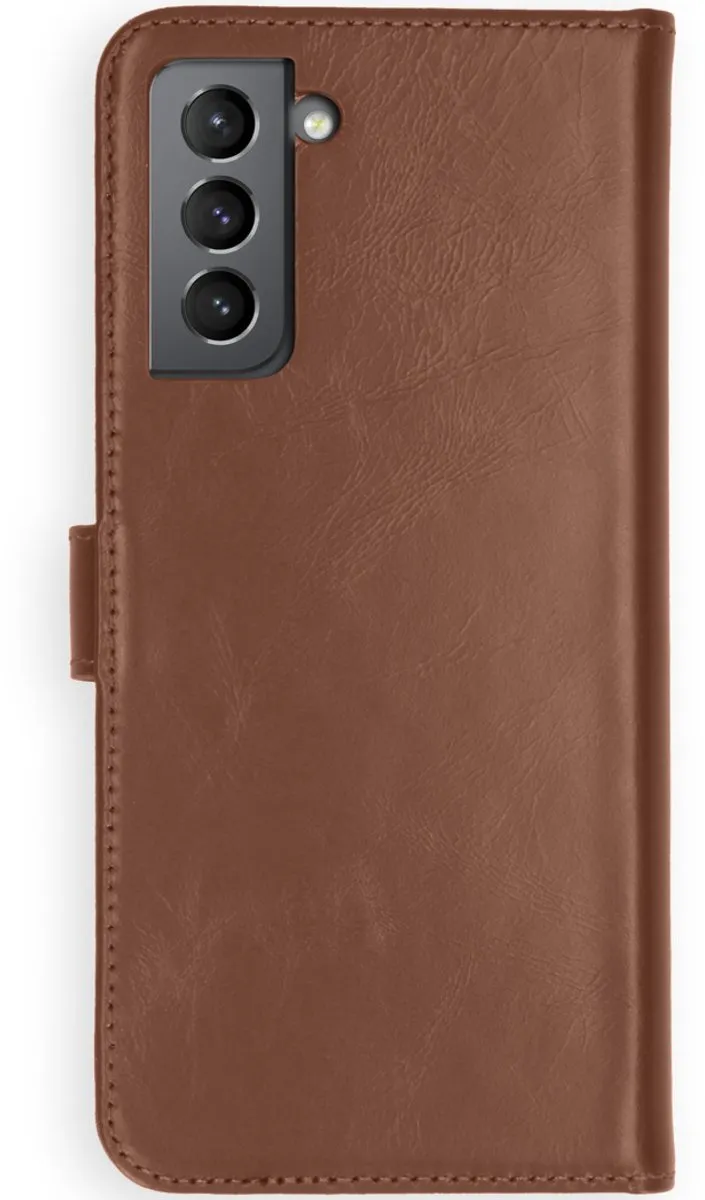 Selencia Hoesje Samsung Galaxy S21 Plus - Echt Lederen Bookcase Lichtbruin