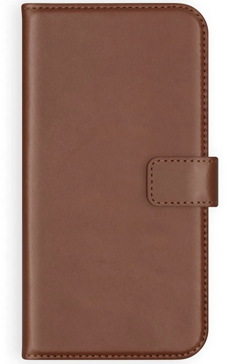 Selencia Hoesje Samsung Galaxy S21 Plus - Echt Lederen Bookcase Lichtbruin