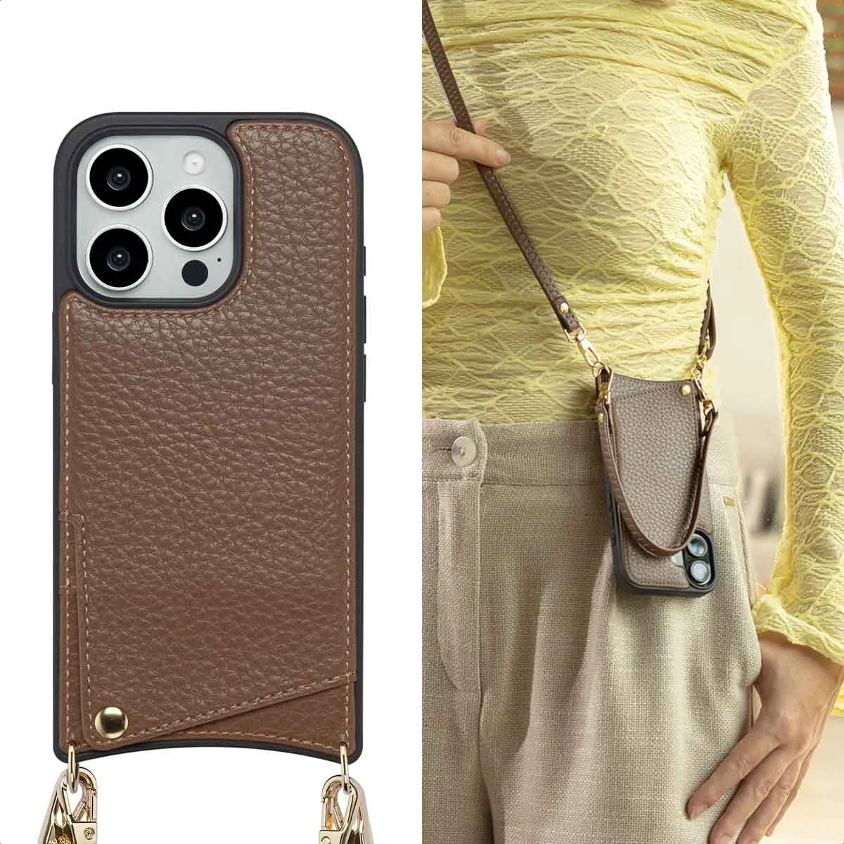 Selencia Hoesje iPhone 16 Pro - Mocha Brown - 2 Pasjes