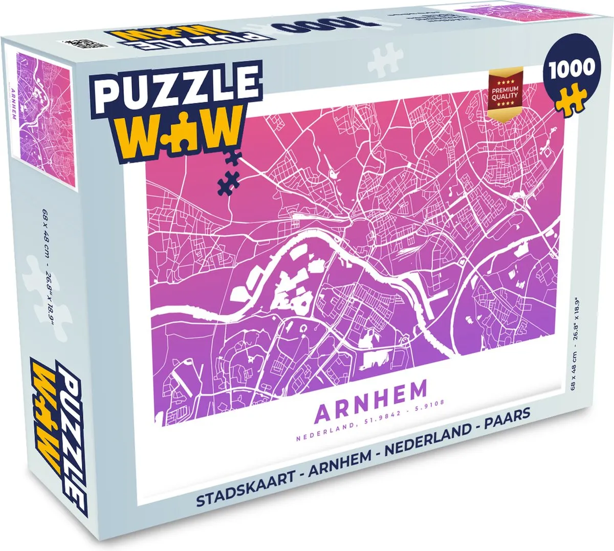 PuzzleWow Stadskaart Arnhem Legpuzzel 1000 Stuks