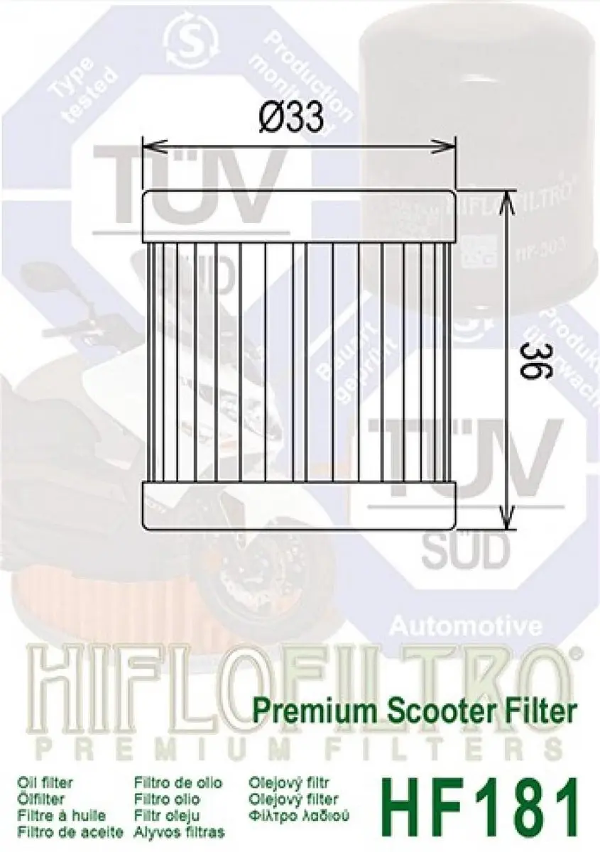 Filtre à huile Hiflofiltro pour Scooter Piaggio 125 Liberty 1998 à 2000 HF181