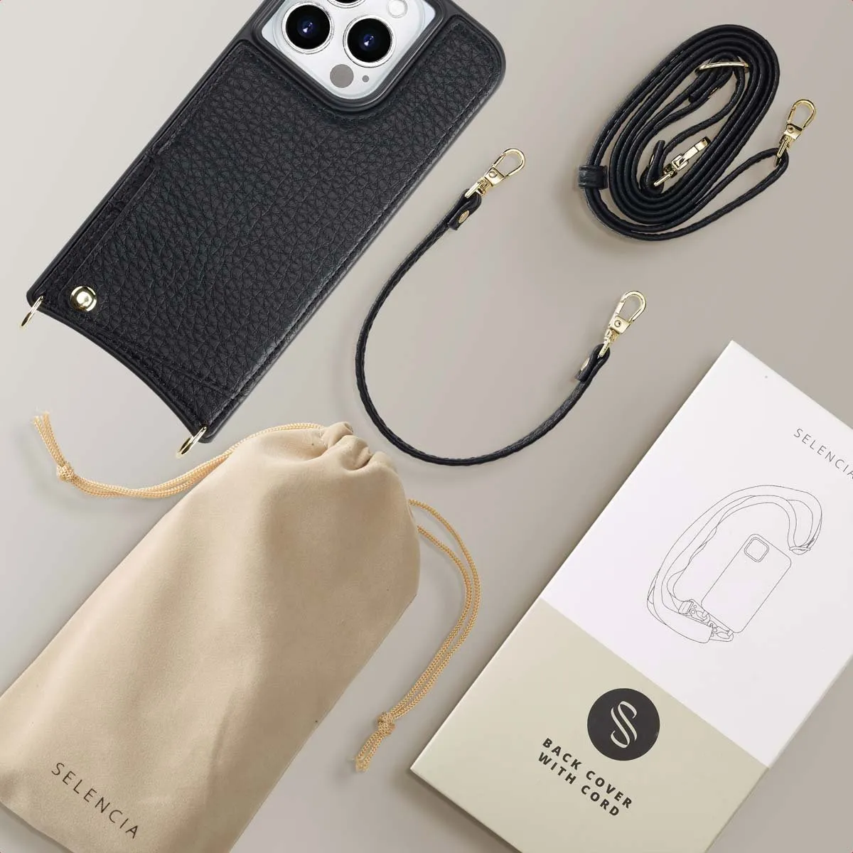 Selencia Hoesje iPhone 15 Pro - 2 Pasjes - Zwart - afbeelding 6 van 6