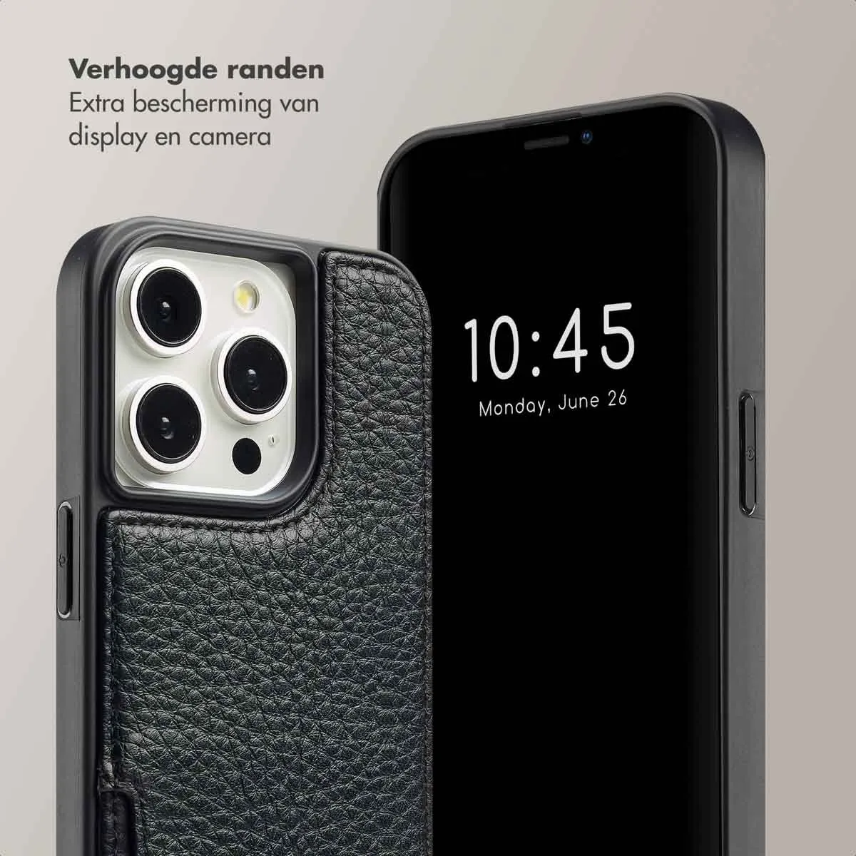 Selencia Hoesje iPhone 15 Pro - 2 Pasjes - Zwart