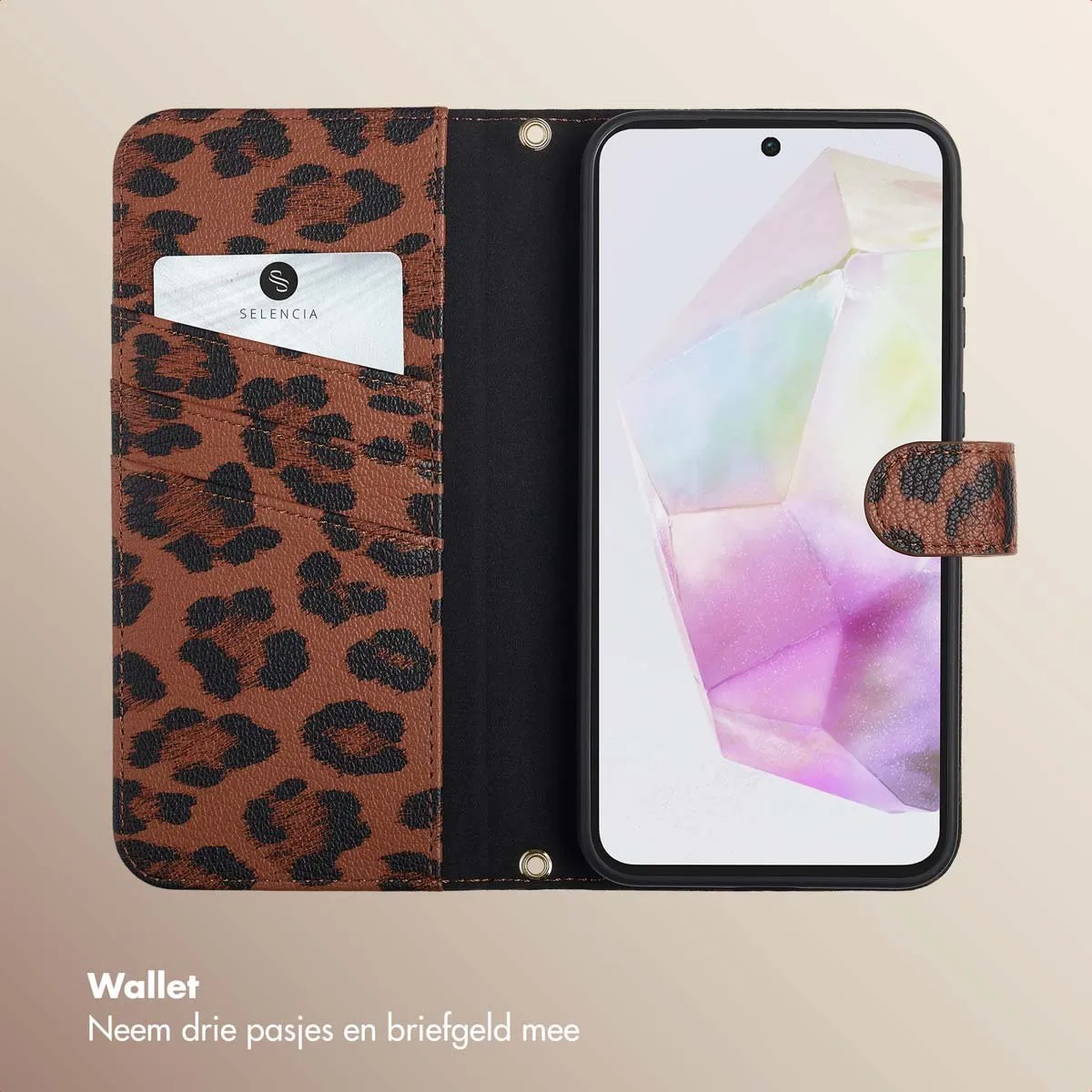 Selencia Hoesje Samsung Galaxy A35 - Sabi Bookcase - 3 Pasjes - Mocha Brown