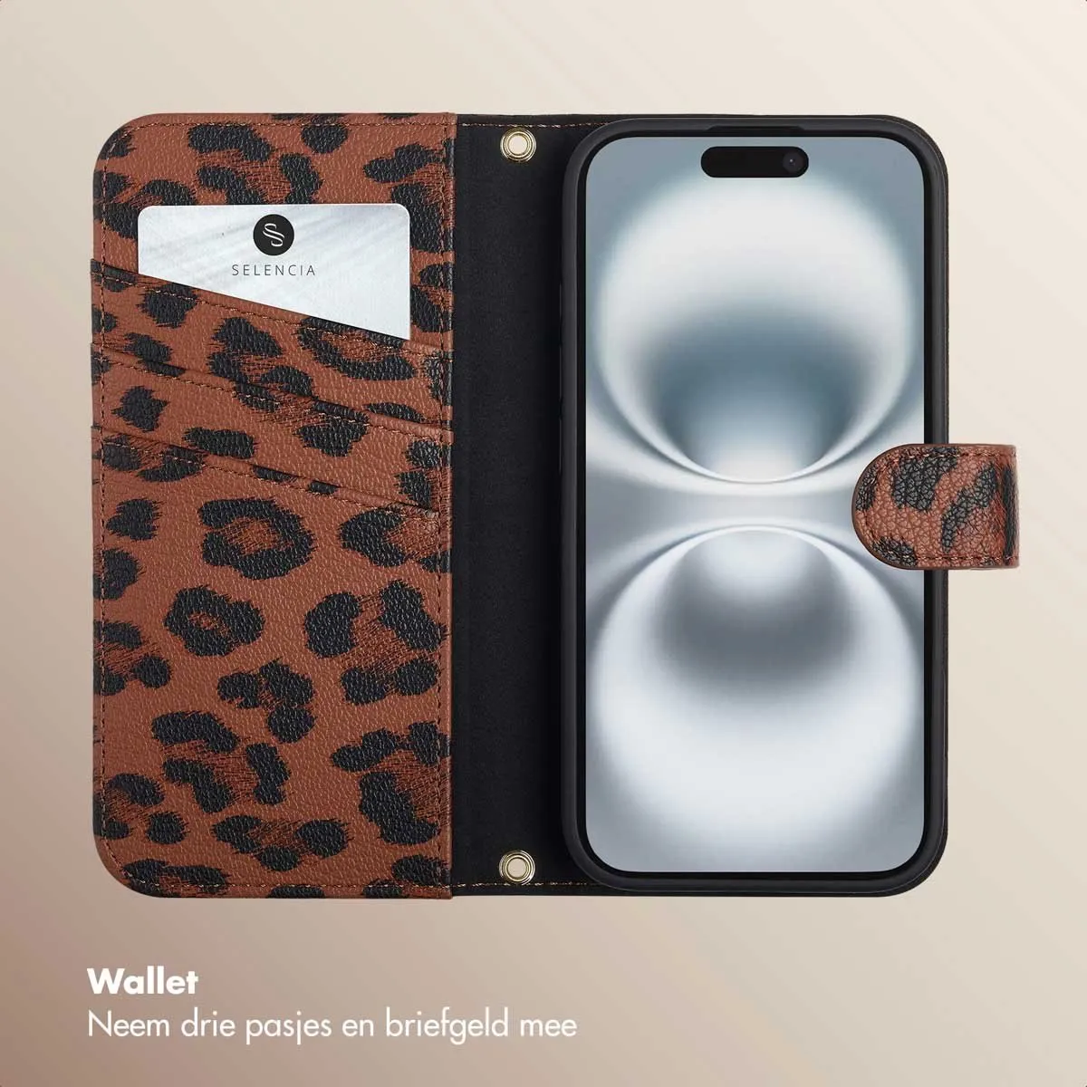 Selencia Hoesje iPhone 16 Sabi Bookcase - Mocha Brown