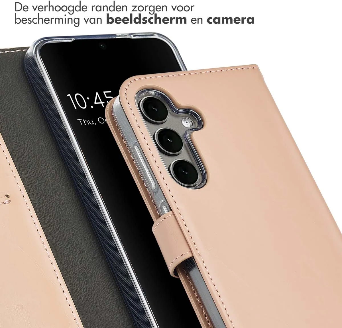 Selencia Hoesje Samsung Galaxy S25 - Echt Lederen Bookcase Lichtroze
