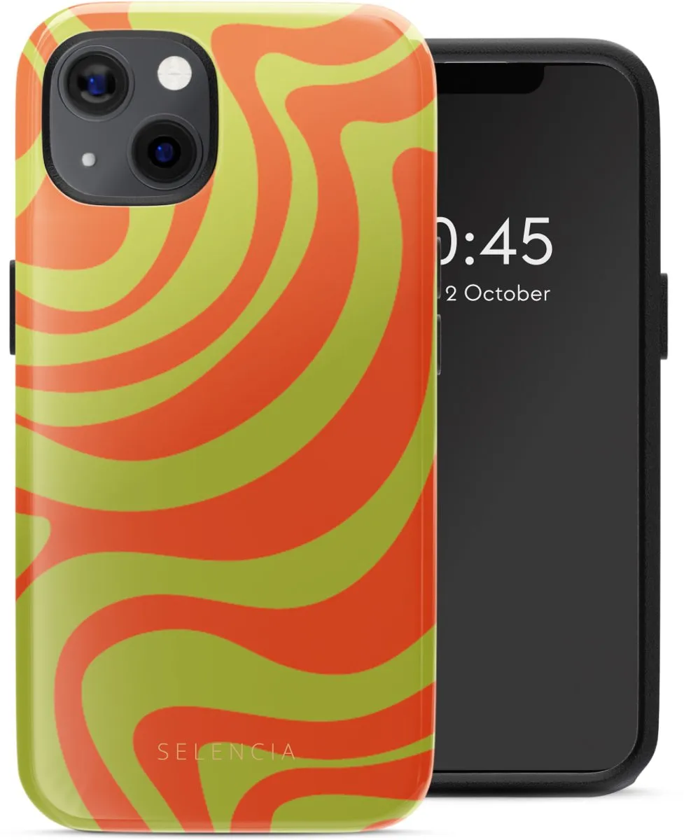 Selencia Hoesje iPhone 13 Wavy Swirl Orange Fern