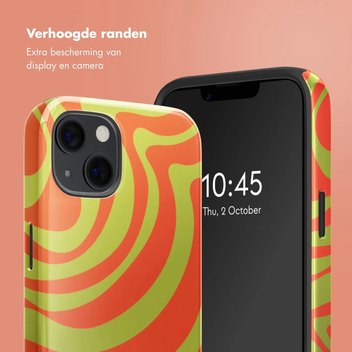 Selencia Hoesje iPhone 13 Wavy Swirl Orange Fern - MagSafe