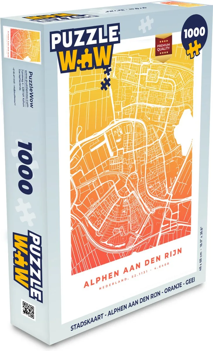 PuzzleWow Stadskaart Alphen aan den Rijn Legpuzzel 1000 Stuks