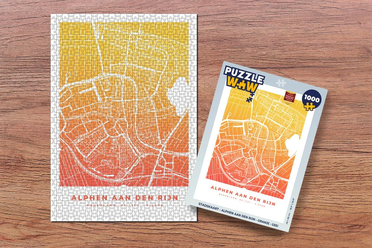 PuzzleWow Stadskaart Alphen aan den Rijn Legpuzzel 1000 Stuks - Multicolor
