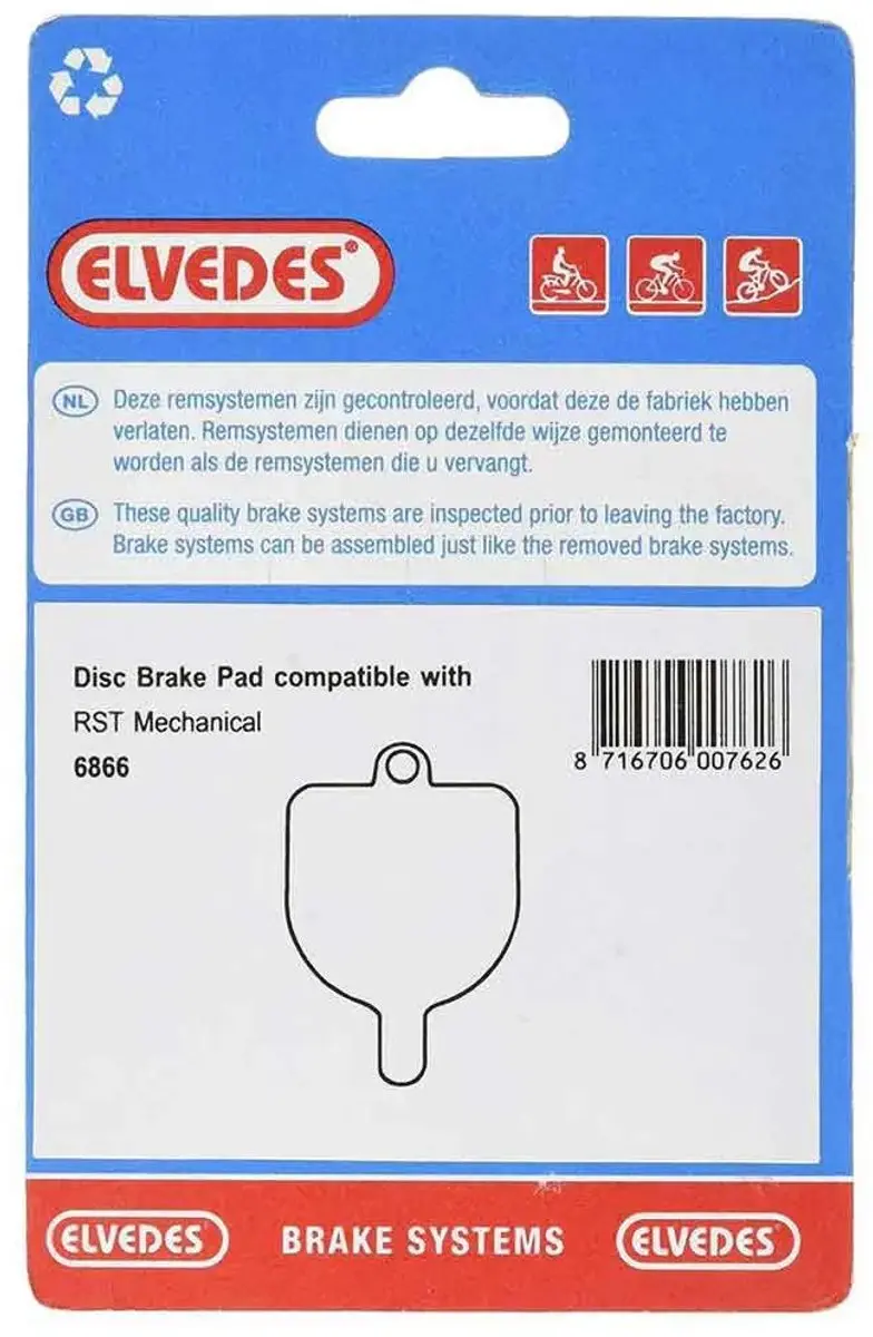Elvedes Schijfrem Blokset 6866 RST Mechanical - Blauw - afbeelding 2 van 6