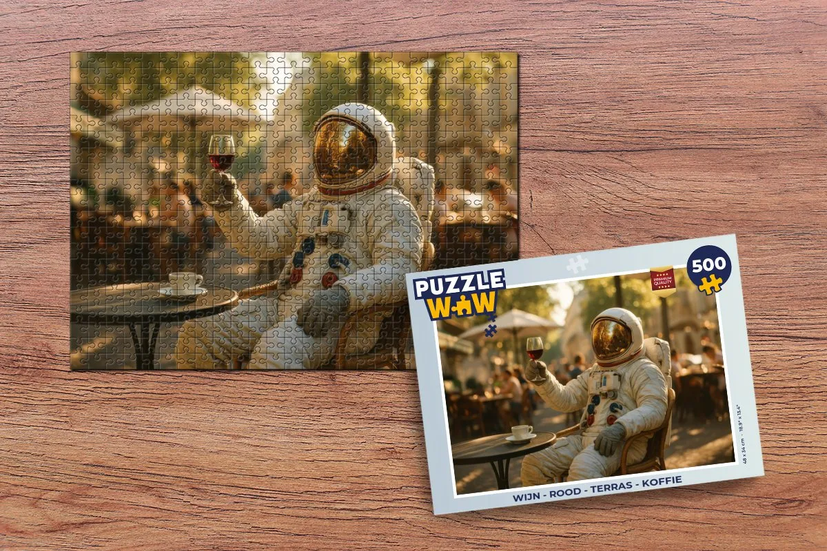 PuzzleWow 500 Stuks Puzzel - Wijn/Rood/Terras/Koffie