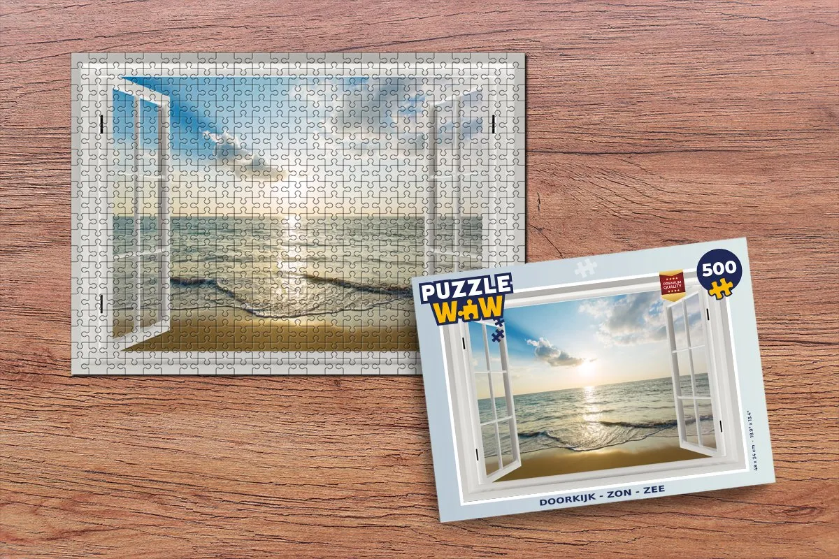 PuzzleWow Doorkijk Zon Zee Legpuzzel 500 Stuks - Multicolor