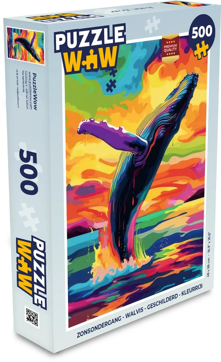 PuzzleWow Zonsondergang Walvis Legpuzzel 500 Stuks