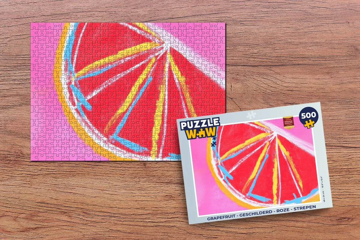 PuzzleWow Grapefruit Legpuzzel 500 Stuks - Roze Strepen