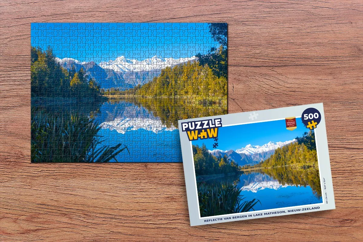 PuzzleWow Legpuzzel Lake Matheson 500 Stuks - Multicolor