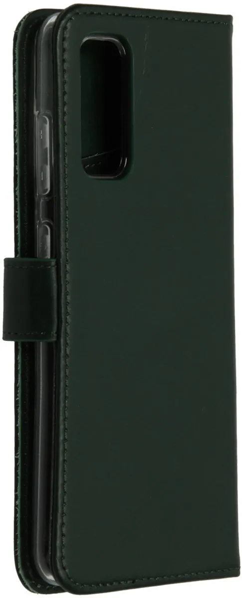 Selencia Hoesje Samsung Galaxy S20 - Groen Lederen Bookcase - 3 Pasjes