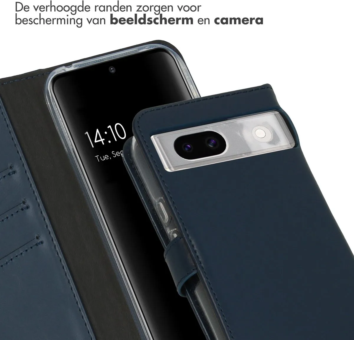 Selencia Hoesje Google Pixel 8a - Echt Lederen Bookcase Blauw