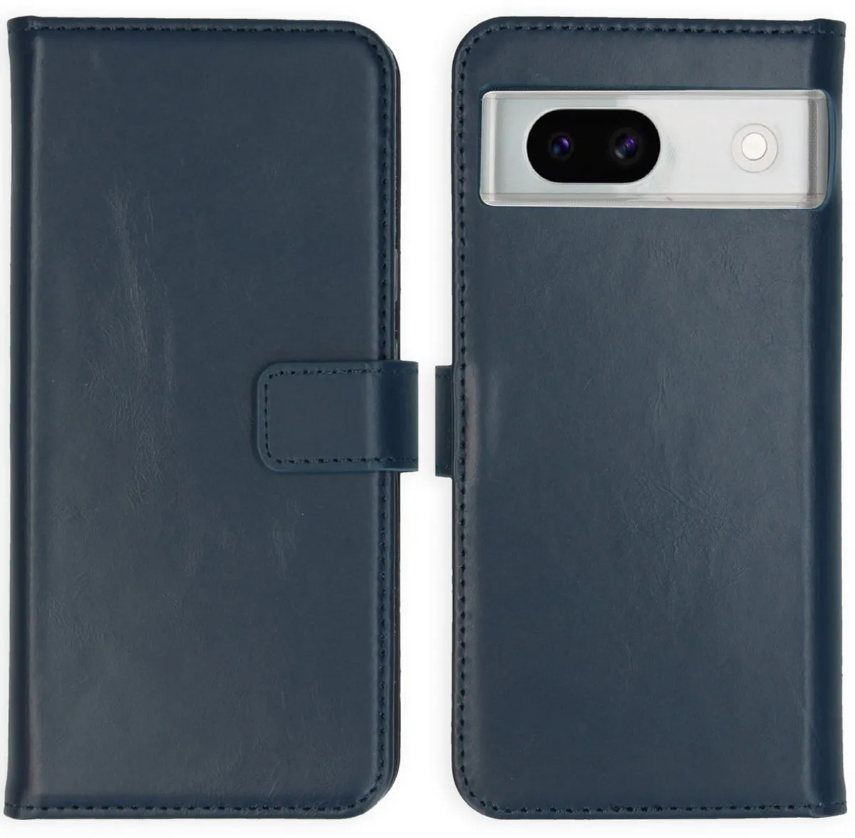 Selencia Hoesje Google Pixel 8a - Echt Lederen Bookcase Blauw