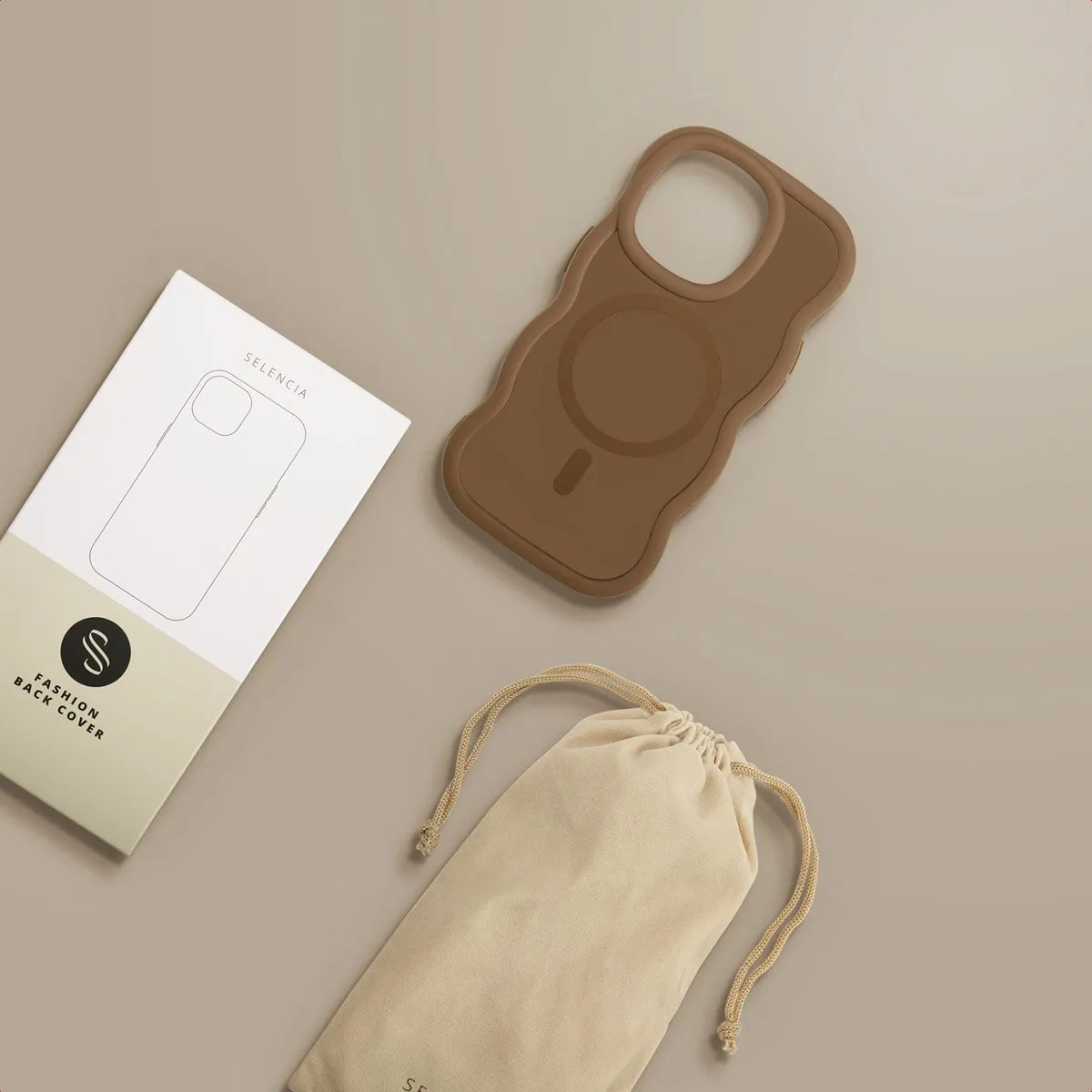 Selencia Wavy Case iPhone 14 Pro - Mocha Brown